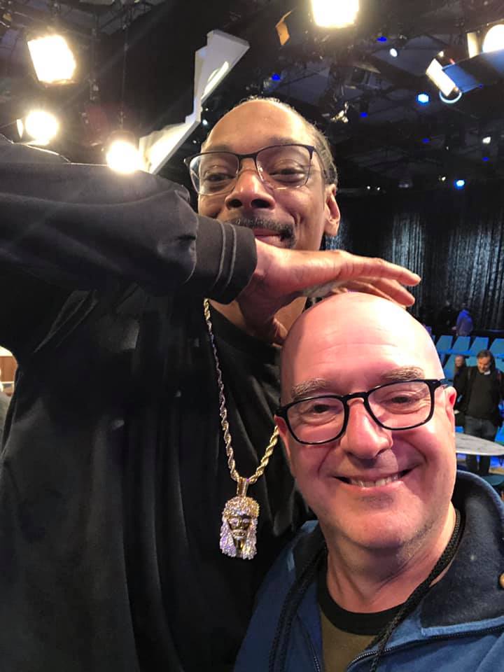 Chris McGuire and Snoop Dogg on the set of the Snoop & Martha Show